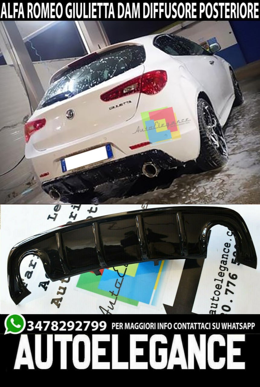 AUTOELEGANCETUNING - AUTOELEGANCETUNING - DIFFUSORE ADATTO PER ALFA ROMEO  GIULIETTA 1+1 NERO LUCIDO LOOK SPORTIVO