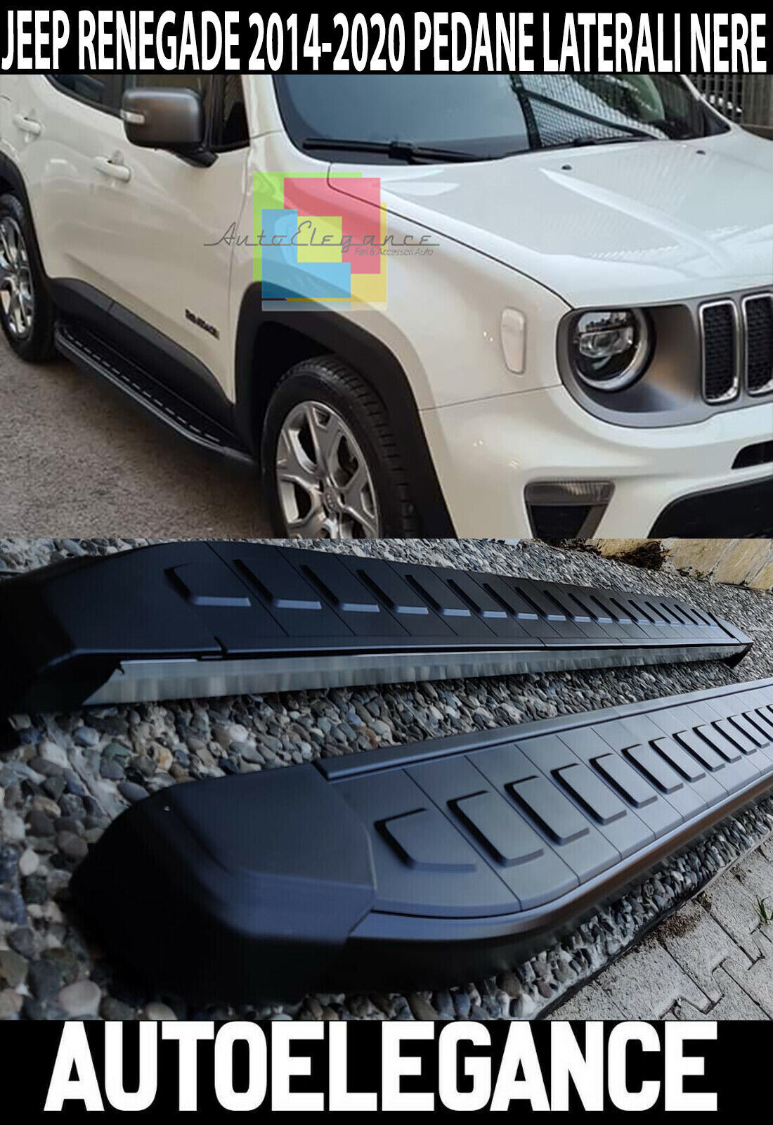 AUTOELEGANCETUNING - AUTOELEGANCETUNING - PEDANE LATERALI JEEP RENEGADE  2014-2020 SOTTO PORTA ANTISCIVOLO NERE - NEW