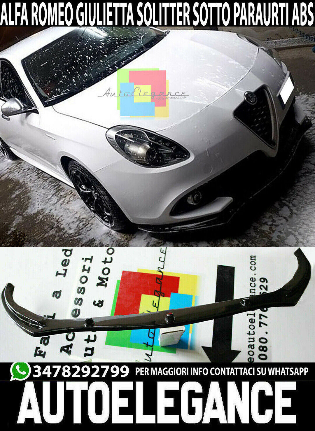 ALFA ROMEO GIULIETTA SOTTO PARAURTI ANTERIORE SPLITTER NERO LUCIDO