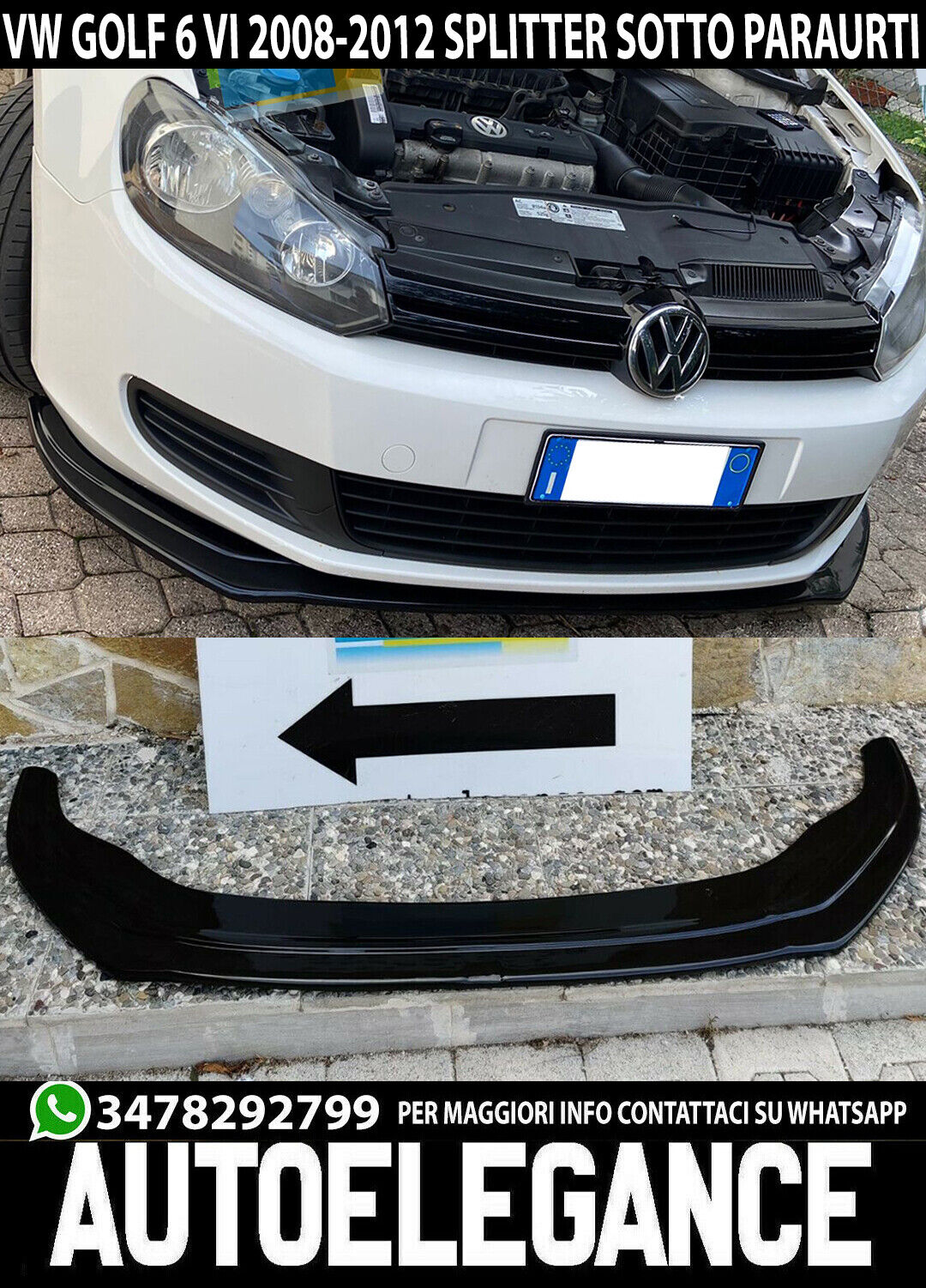 AUDI A4 B8 8K SPLITTER SPOILER ANTERIORE SOTTO PARAURTI ABS NERO LUCIDO  LAMA