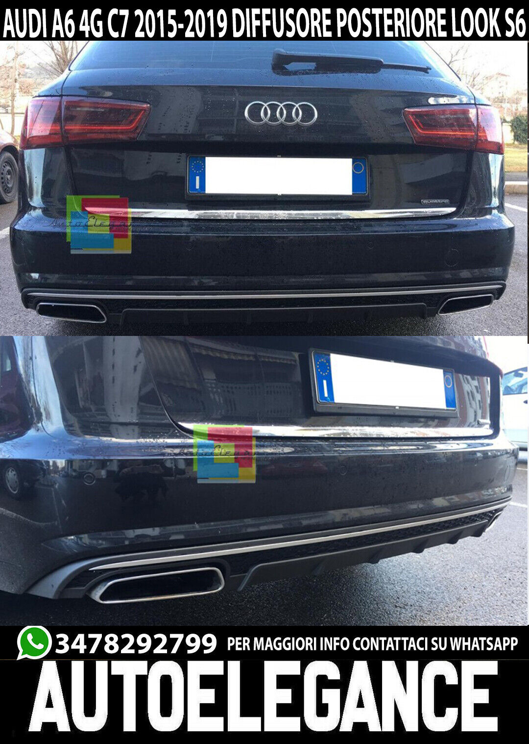 AUTOELEGANCETUNING - AUTOELEGANCETUNING - AUDI A4 B8 8K AVANT 2012-2015  LIFT DIFFUSORE SOTTO PARAURTI POSTERIORE SLINE