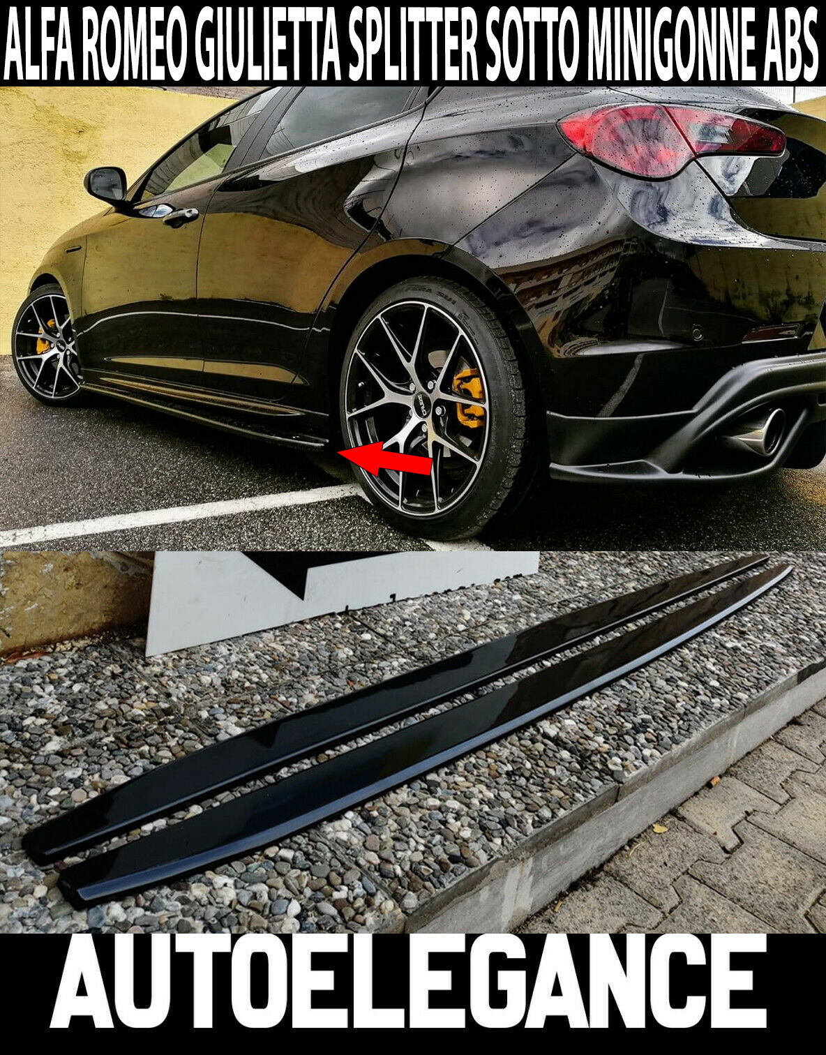 AUTOELEGANCETUNING - AUTOELEGANCETUNING - ALFA ROMEO GIULIETTA 2010-2020  FLAPS SOTTO MINIGONNE ABS NERO LUCIDO SPLITTER