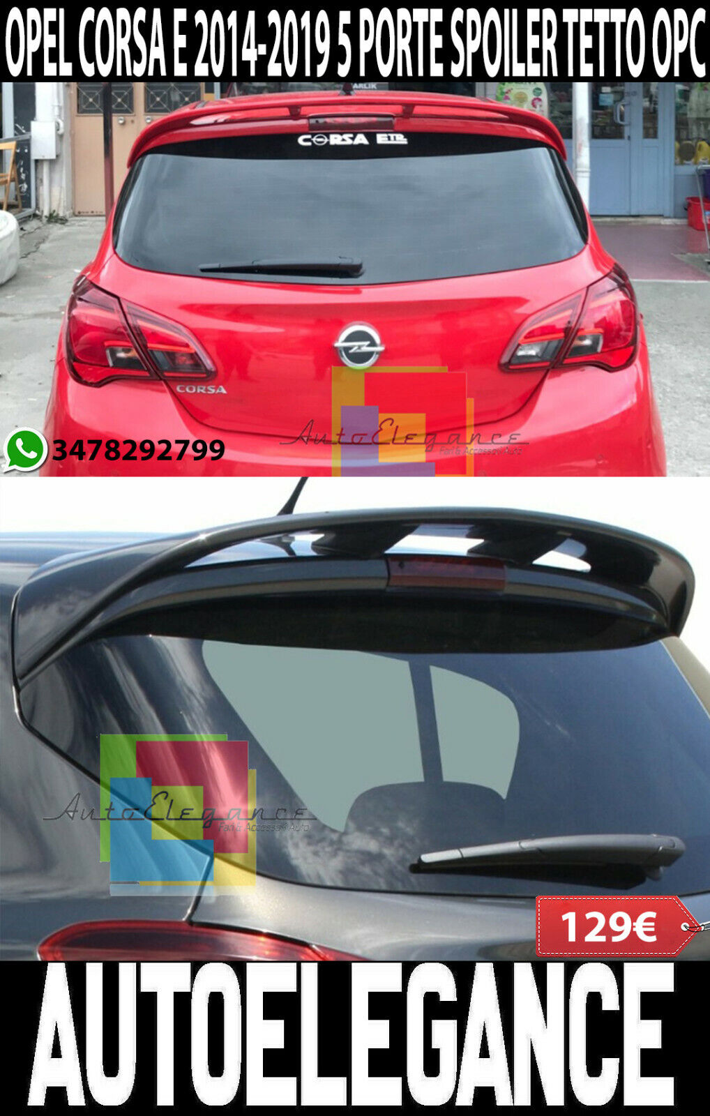 AUTOELEGANCETUNING - AUTOELEGANCETUNING - OPEL CORSA D 3 E 5 PORTE  DIFFUSORE POSTERIORE SOTTO PARAURTI LOOK OPC