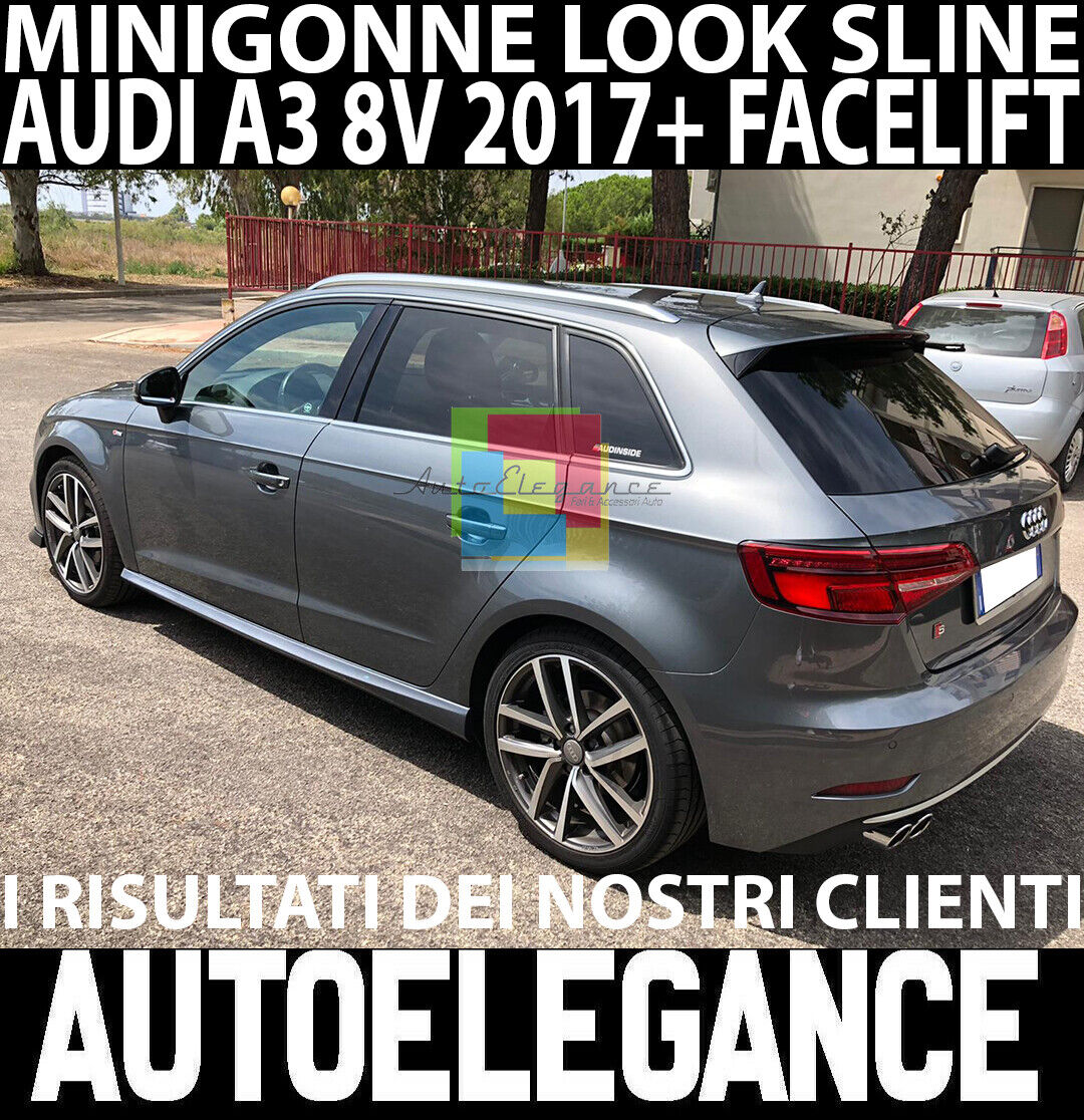 COPPIA SOTTOMINIGONNE NERE LUCIDE PER AUDI A3 8V S-LINE SPORTBACK  PRE-RESTYLING / RESTYLING