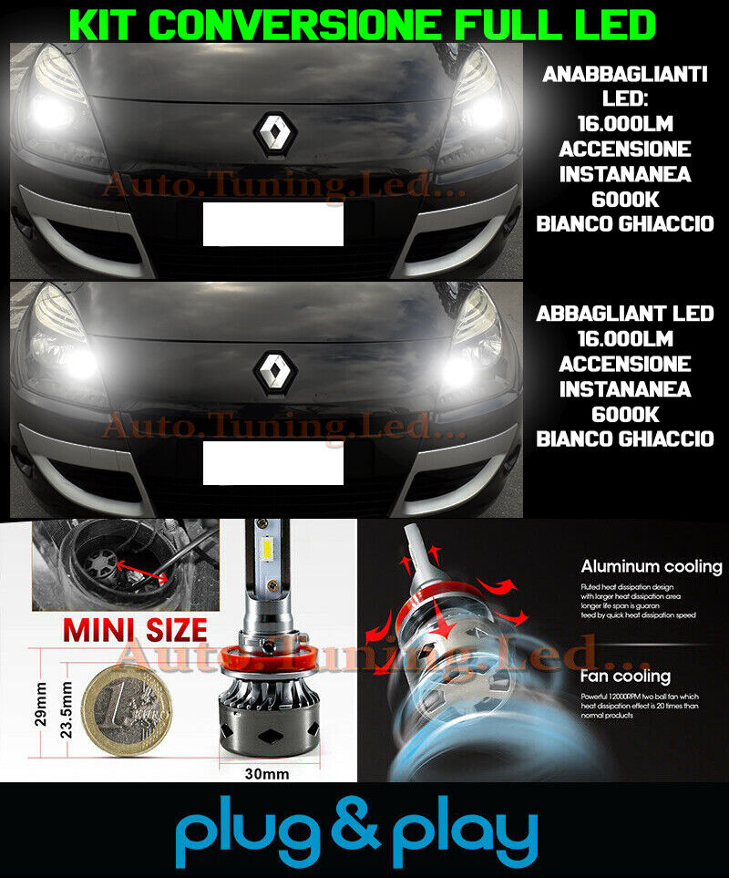 Lampade LED H7 per Renault Scenic 3 Restyling Anabbaglianti