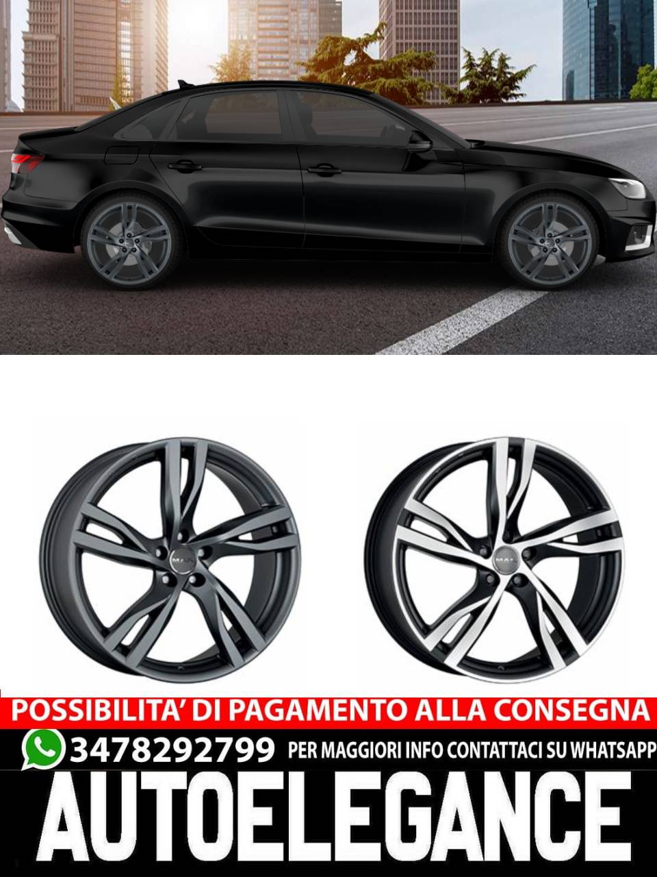 AUTOELEGANCETUNING - AUTOELEGANCETUNING - CERCHI CERCHIO IN LEGA 16Adatto  per AUDI