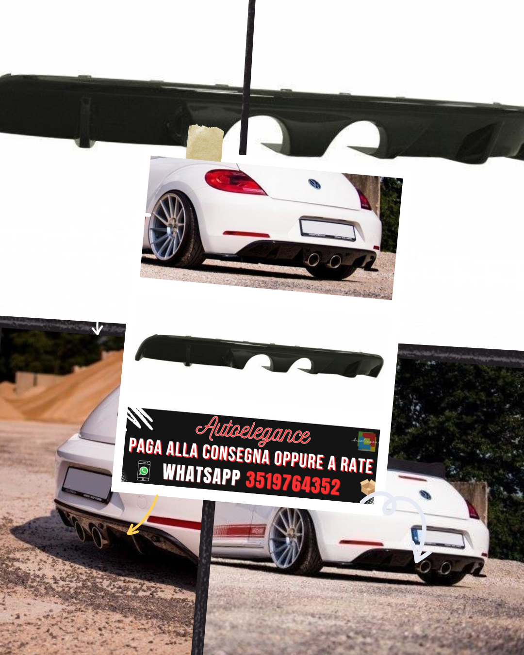 AUTOELEGANCETUNING - AUTOELEGANCETUNING - DIFFUSORE POSTERIORE ADATTO PER  VW MAGGIOLINO 2011-2015