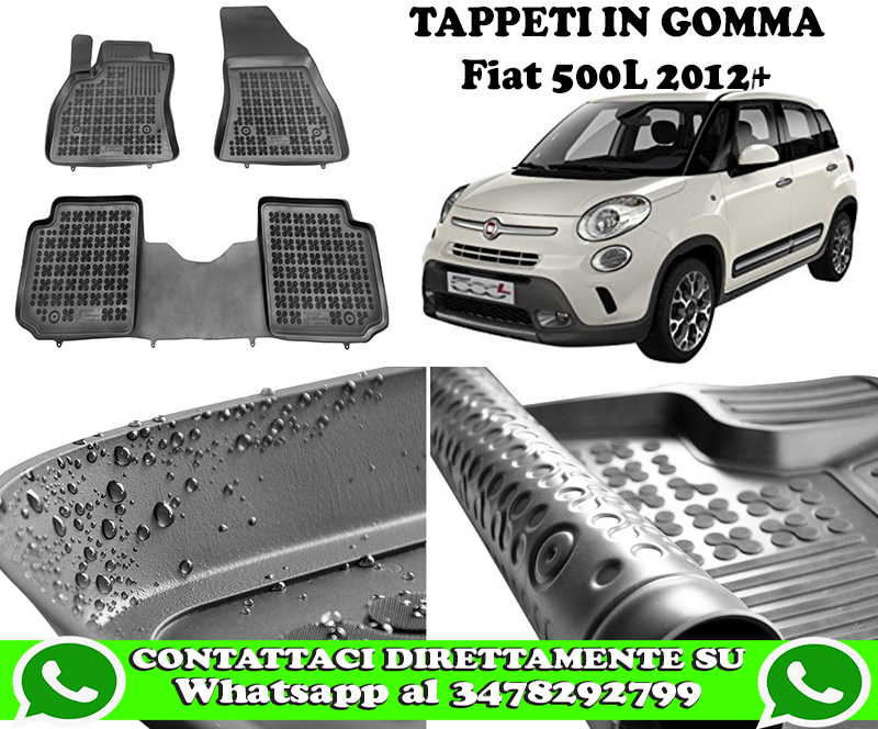 M MOTOS Tappetini in gomma per auto adatto per Fiat 500L 2012-2022  Migliorate il vostro