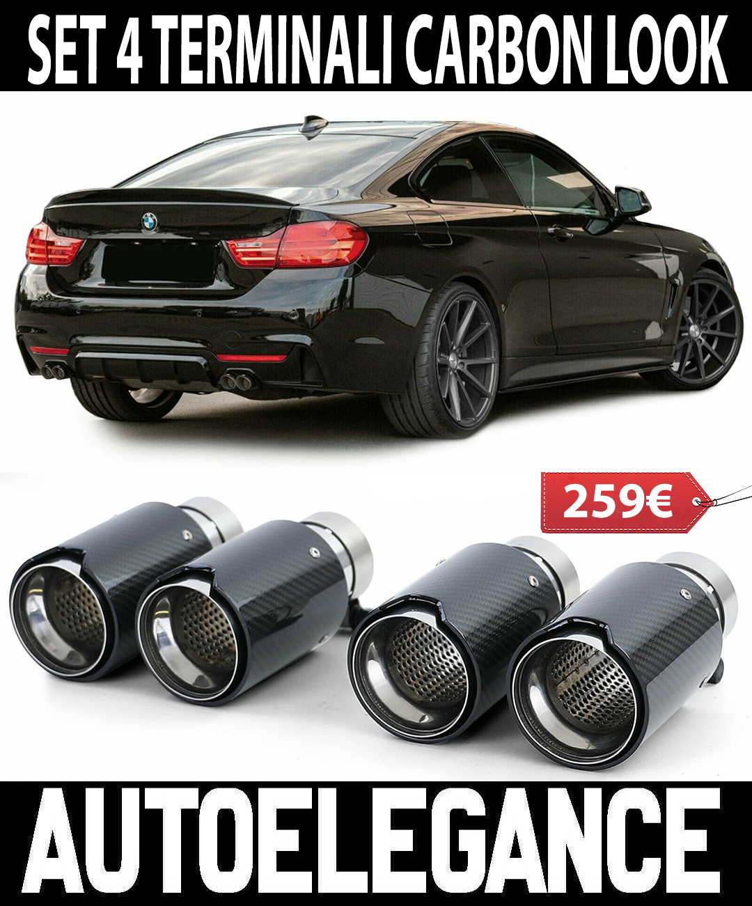 Terminale di scarico a 4 tubi per la trasformazione in acciaio inox in  stile sportivo adatto per BMW F30 F3