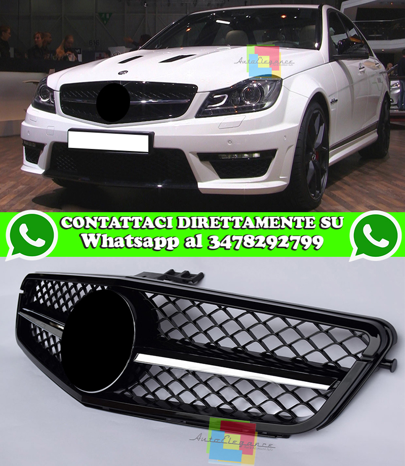 AUTOELEGANCETUNING - AUTOELEGANCETUNING - MERCEDES CLASSE C W204 S204 C204 2007-2014  GRIGLIA ANTERIORE AMG C63 BORDO NERO